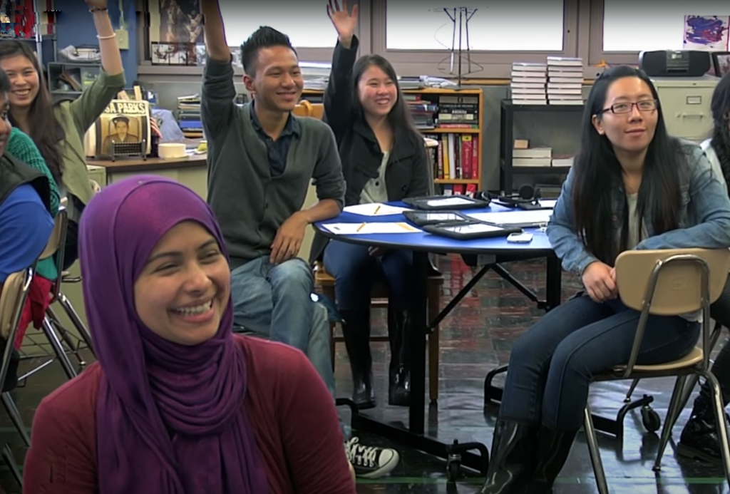 Students participating in class discussion.